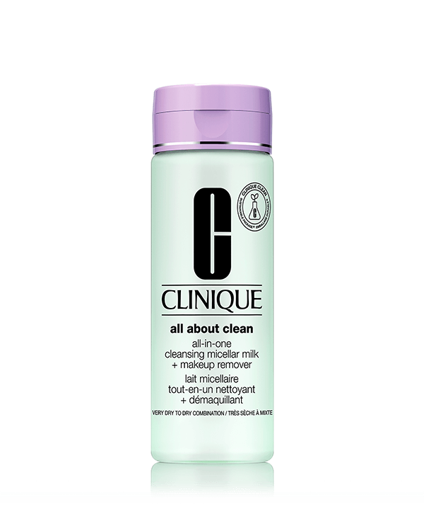 All-in-One Cleansing Micellar Milk + Makeup Remover, A delicately soft, gentle non-foaming creamy milk cleanser that removes makeup, dirt, oil and grime–without stripping skin.