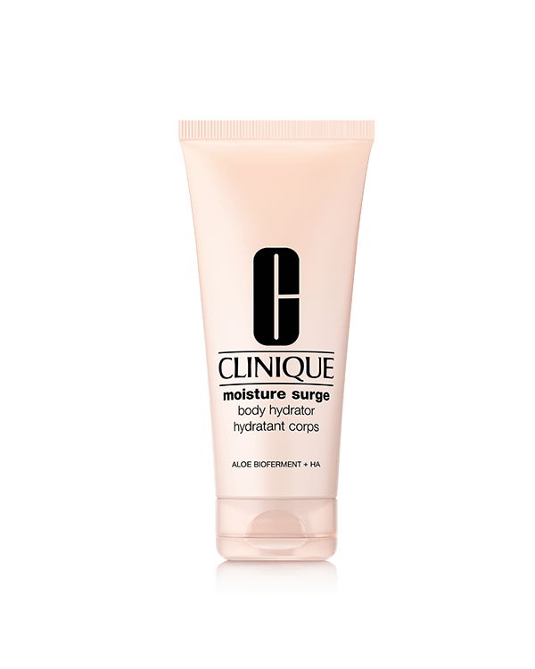 Moisture Surge™ Body Hydrator, 最受歡迎的粉紅爆水系列中的首款身體乳液。清爽、輕盈的保濕效果滲透肌膚，用後清爽補濕。持續使用 48 小時。經臨床驗證。